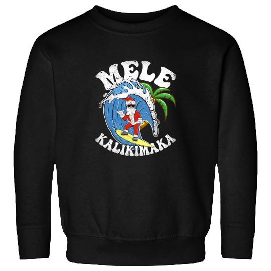 Surf Life Mele Kalikimaka Christmas Surf Design Santa Surfing Sweatshirts