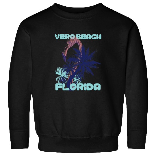 Pink Flamingo Florida Vero Beach Palm trees Vacation Ocean Flamingos Sweatshirts