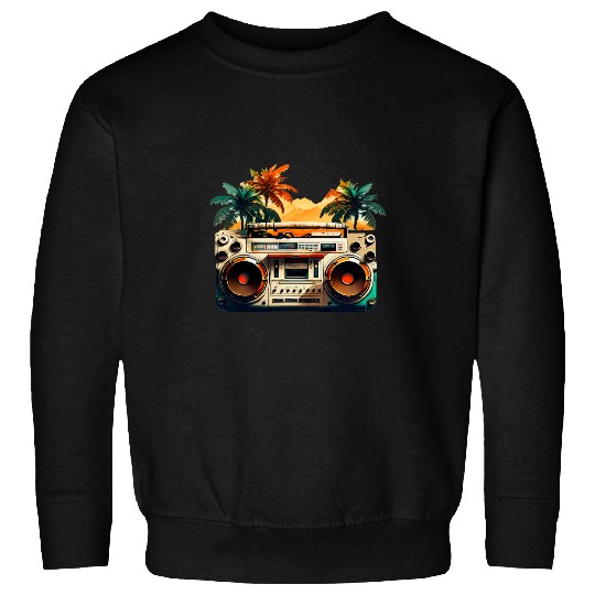 Boombox Dance Music Palm Tree 1990s Hip Hop Oldschool Music Sweatshirts