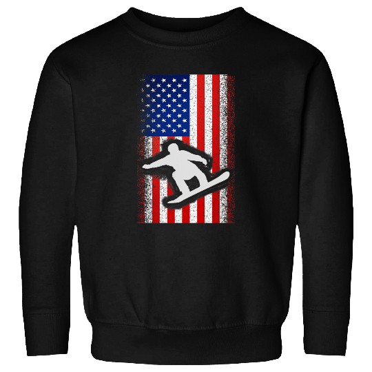 Skiing Ski USA Flag Snowboard Cool Snowboarder Gift for Men Women Sweatshirts