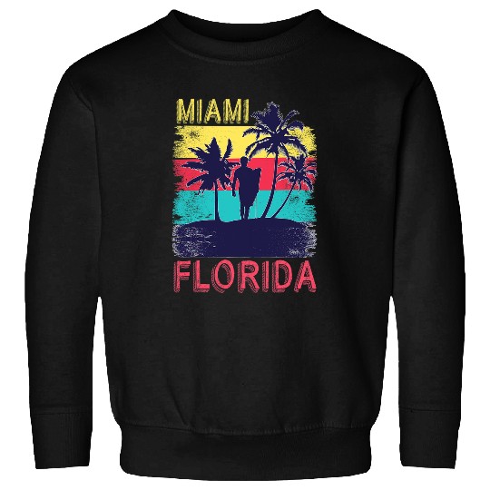 Surf Life Retro Summer Surfing South Beach Tropical Miami Florida Sweatshirts