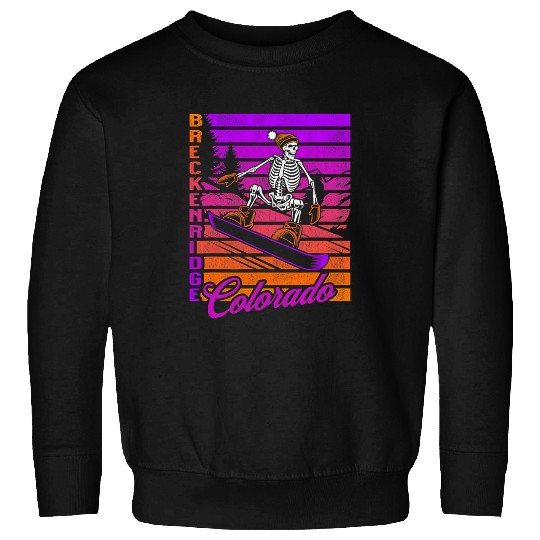 Skeletons Skulls Breckenridge Colorado Retro Snowboarding Skull Sweatshirts