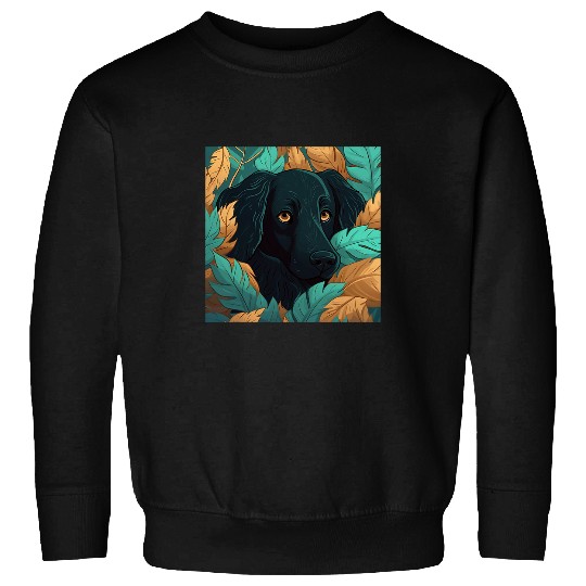 Flat Coated Retriever Dog Dad Plant Lover Hiding in Leaves Sweatshirts