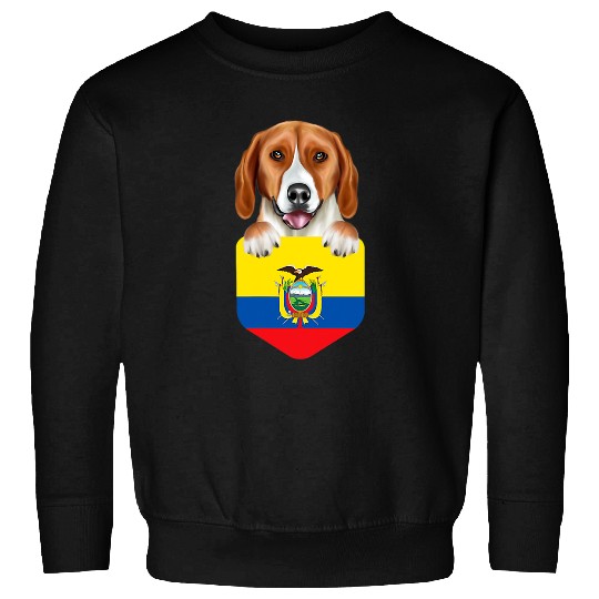 Ecuador Flag American Foxhound Dog In Pocket Sweatshirts