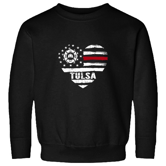 Firefighter Love 4th of July USA Flag Tulsa Fires Rescue Sweatshirts