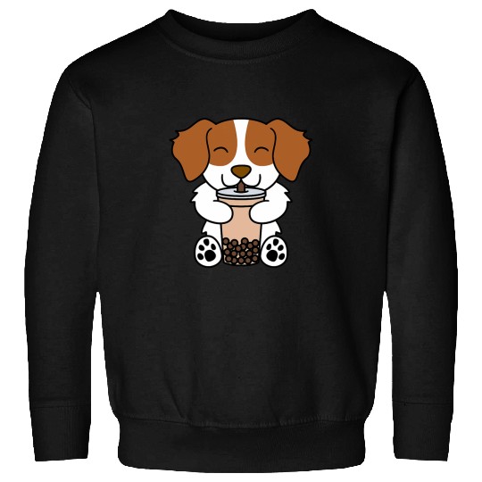 Boba Bubble Milk Tea Brittany Spaniel Dog Sweatshirts