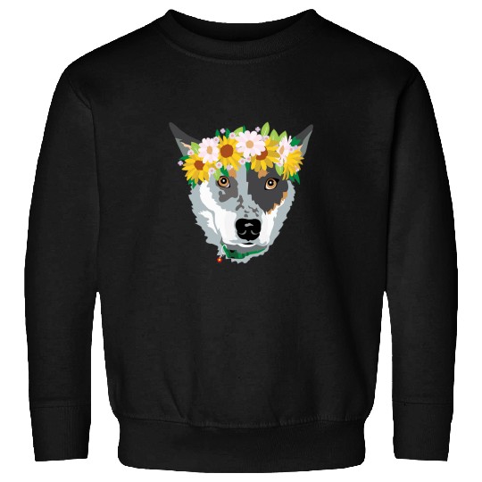 adorable Blue Heeler Cattle Dog with flowers Sweatshirts
