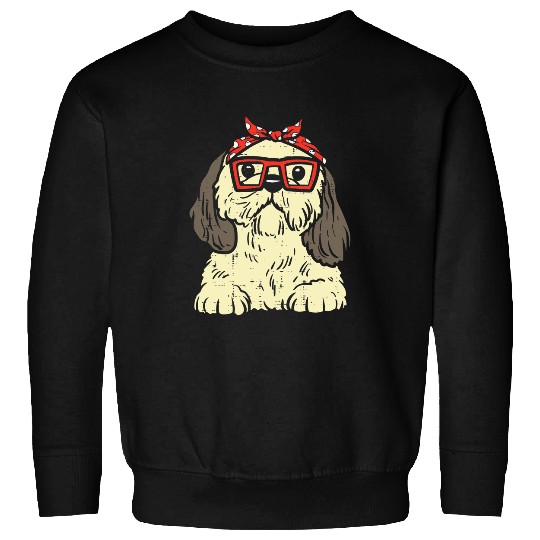 Shih Tzu Polka Dots Bandana Dog Lover Owner Girls Women Gift Sweatshirts