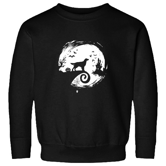 English Setter Halloween Costume Moon Silhouette Creepy Sweatshirts