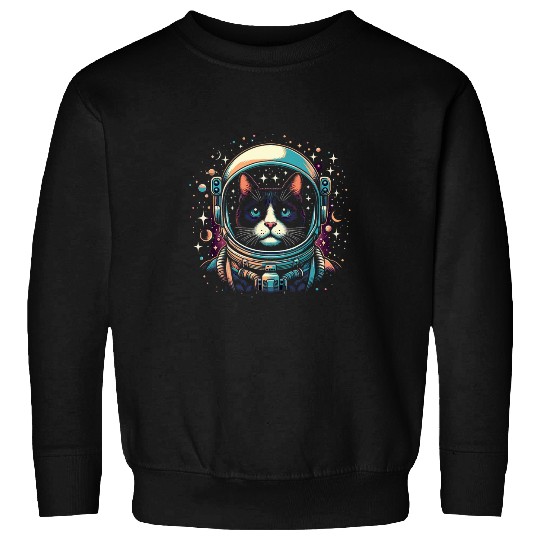 Astronaut Cat or Funny Space Cat on Galaxy Cat Lover Sweatshirts