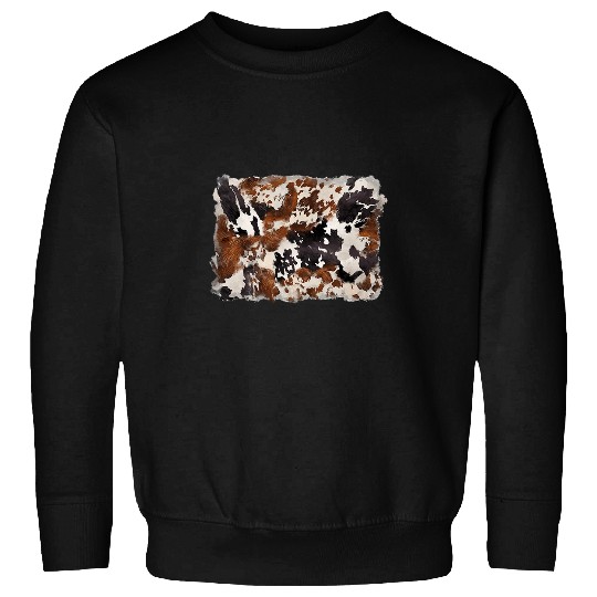 Leopard Cheetah Western Black And Brown Cowhide Cowboy Sweatshirts