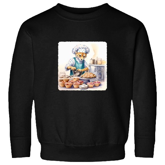 Baker Cheetah Making Muffins  Cheetah Baker Making Muffins Sweatshirts