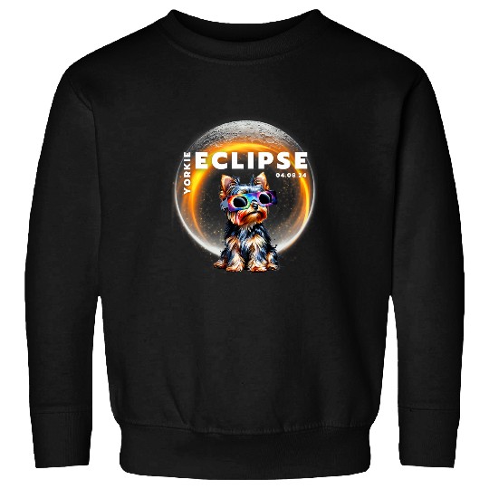 2024 Total Solar Eclipse Funny Yorkie Yorkshire Terrier Sweatshirts