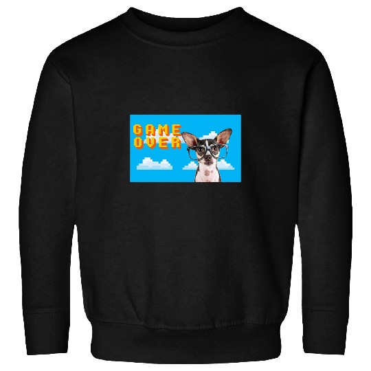 8Bit Game Over Chihuahua w Glasses Sweatshirts