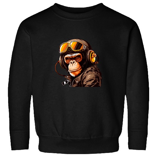 Gorilla Monkey Ape In Jacket Sunglasses Pilot Flight Racing Sweatshirts