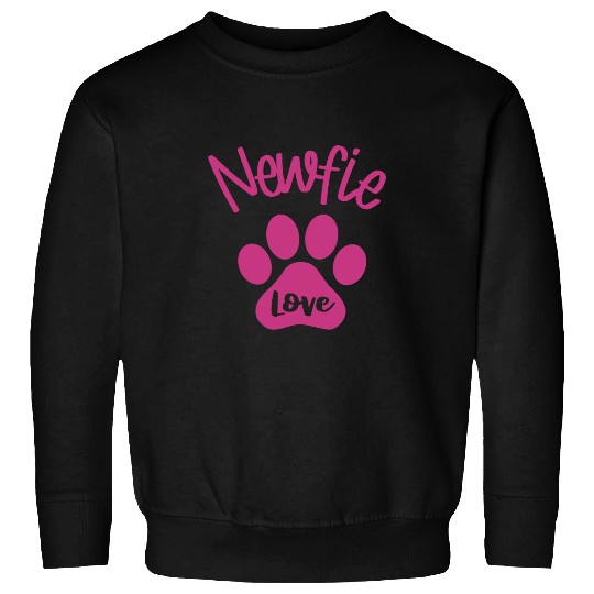 I Love My Newfoundland Dog Newfie Mom Big Dog Pink Paw Print Sweatshirts