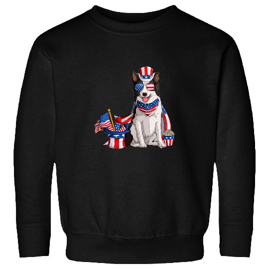 Border Collie 4th July American Flag Costume Patriotic Dog Sweatshirts