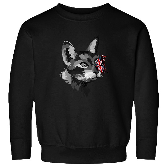 Cat Union Jack Flag With Butterfly For Kids 2British Expats Sweatshirts