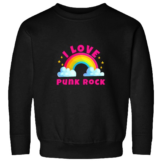 I Love Punk Rock Sarcastic Rainbow Funny Retro Punk Rock Sweatshirts