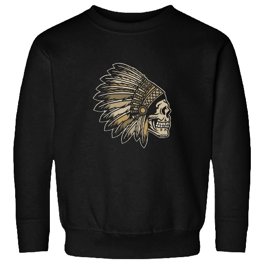 bests Cool Skull Indian Headdress Indie Motorcycle Rocker Sweatshirts