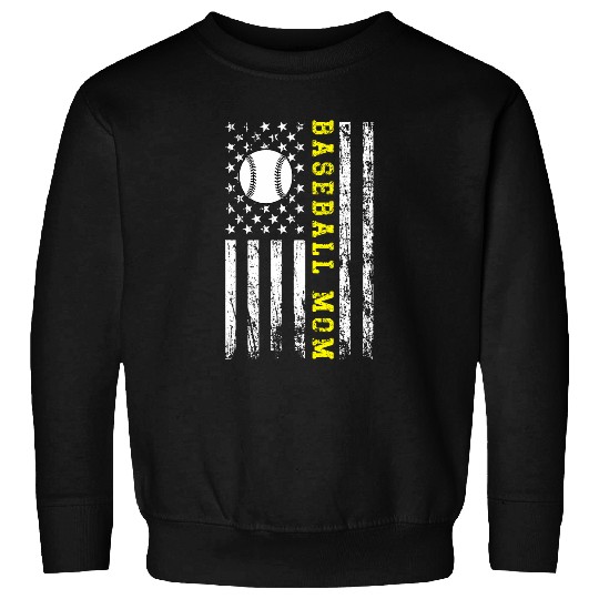 Baseball US Flag vintages Baseball Player Softball Mother Mom Sweatshirts