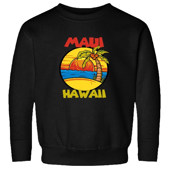 Surf Life Maui Palm trees Hawaii Vacation Ocean Surfing Sweatshirts