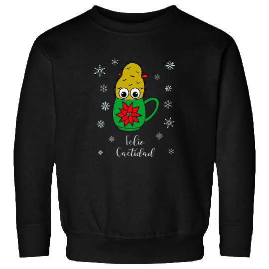 Feliz Cactidad Small Christmas Cactus In Poinsettia Mug Sweatshirts