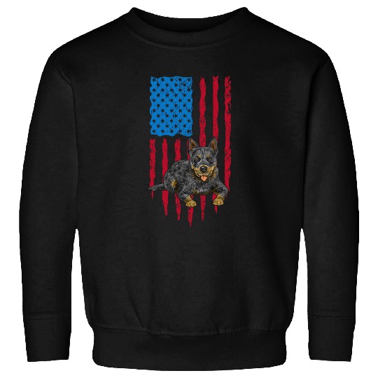 American Flag Blue Heeler Australian Cattle Dog Sweatshirts