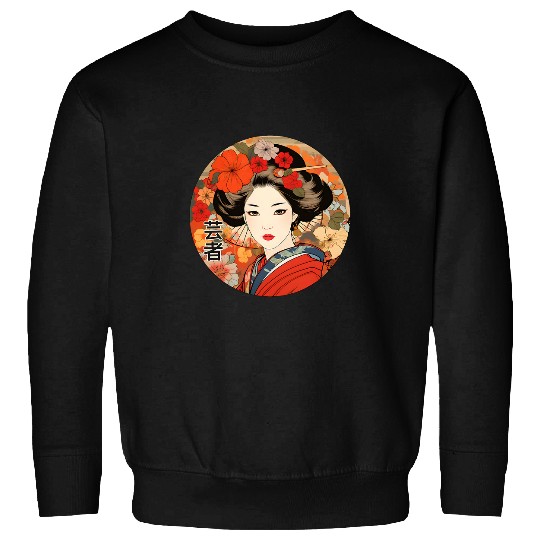 Geisha Japanese cultural icon vintages retro Flower anime Sweatshirts