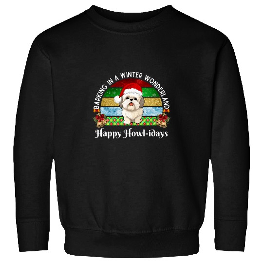 Funny Maltese Christmas Barking in a Winter Wonderland Sweatshirts