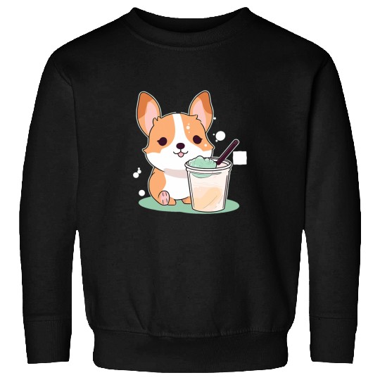 Boba Milk Tea Corgi Bobas Welsh Dog Puppy Bubble Tea Kawaii 5 Sweatshirts