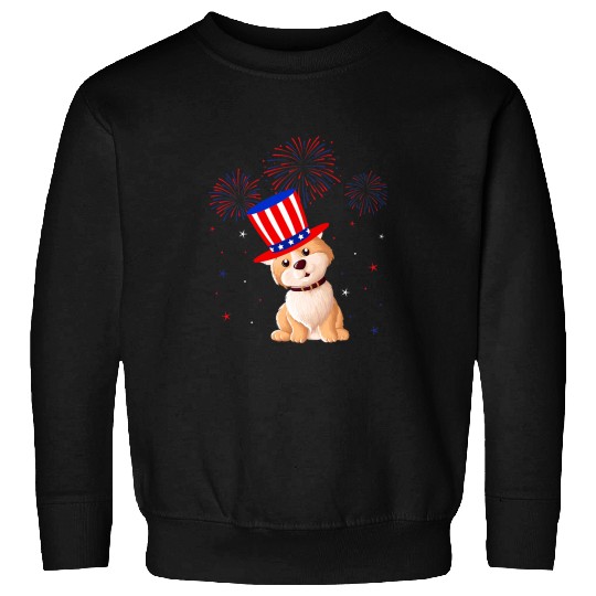 American Eskimo Dog Red White Blue Fireworks 4th Of July Sweatshirts