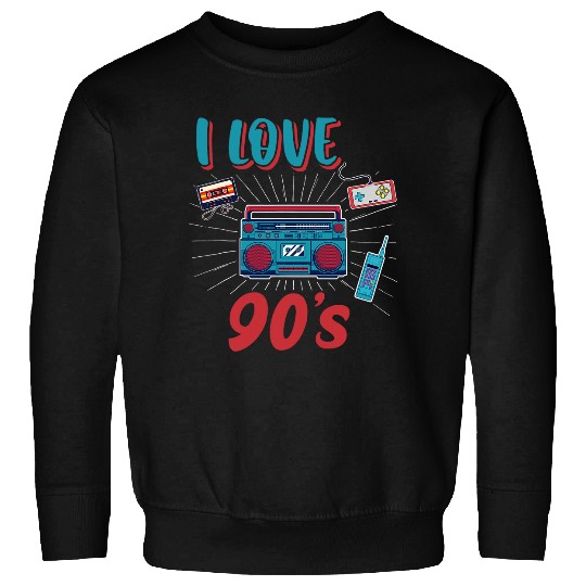 I Love the 90s 1990 Music Party 90s Cassette Tape Sweatshirts