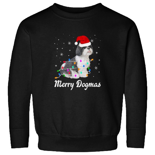 Merry Dogmas Gifts Christmas Light Shih Tzu Xmas Sweatshirts