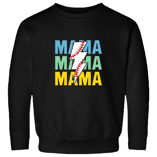 Baseball Mama Distressed Lightning Bolt Mom Sweatshirts