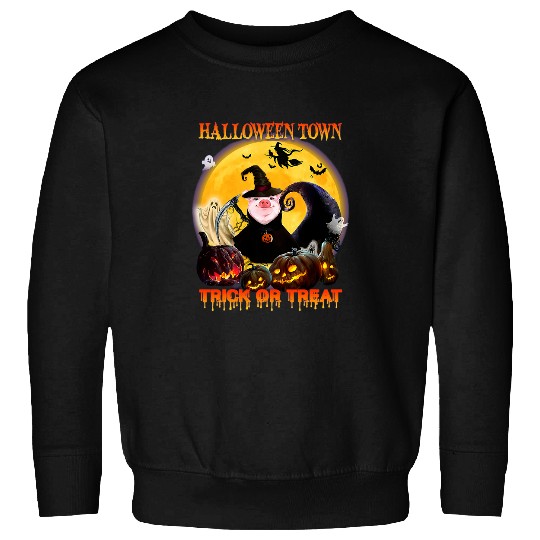 pig witch halloween town trick or treat happy halloween Sweatshirts