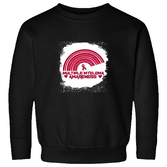 Burgundy Ribbon Rainbow Bleached Multiple Myeloma Awareness Sweatshirts