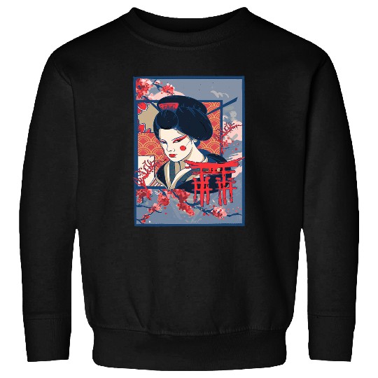 Geisha Japanese Kawaii Japan Art Girl In Kimono Culture Sweatshirts