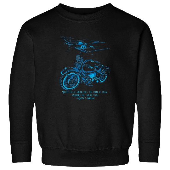 American vintages Classic Motorcycle and P51 Airplane Blue Sweatshirts