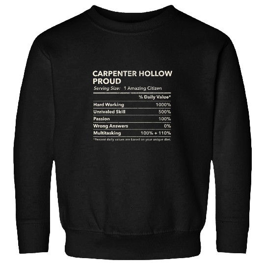 Carpenter Hollow Pennsylvania Proud Nutrition Facts Sweatshirts