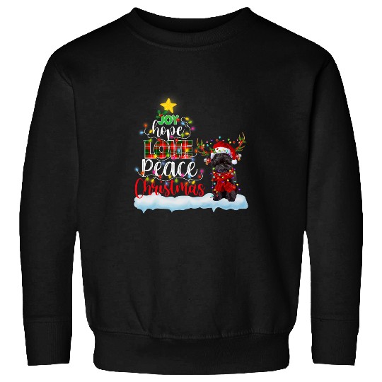 Affenpinscher Santa Hat Reindeer Costume Christmas Light Sweatshirts