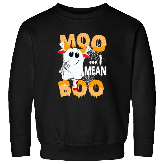 Cow Lover ghosts Moo I Mean Boo Cow Halloween Spiderweb Funny Cow Boo Sweatshirts