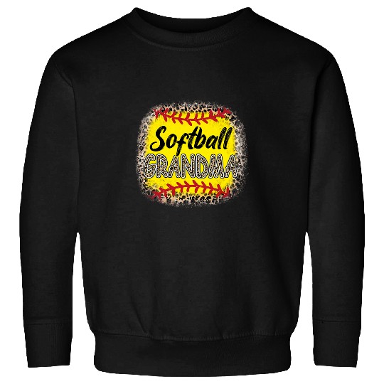 Bleached Softball Grandma Leopard Baseball Mom Mothers Day Sweatshirts