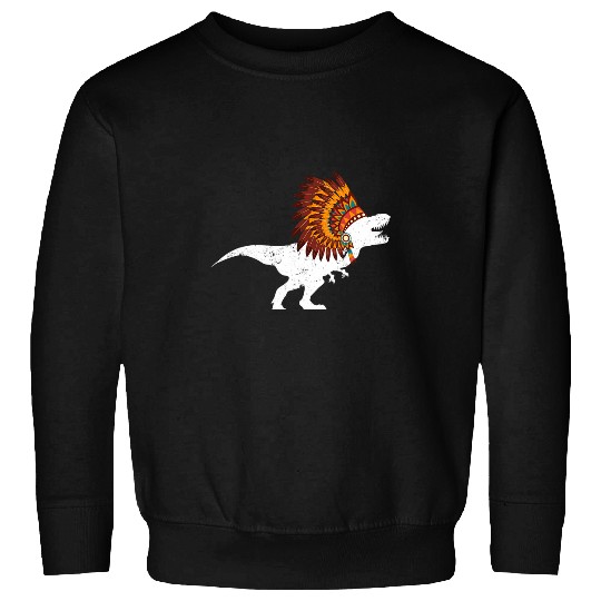 Dinosaur Native American T Rexs Indian For Men Boys Sweatshirts