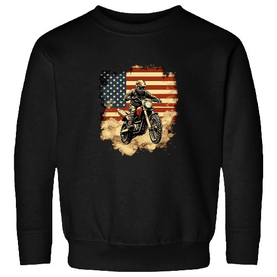 Bike American vintages USA flag Motocross Biker 4th of July Sweatshirts