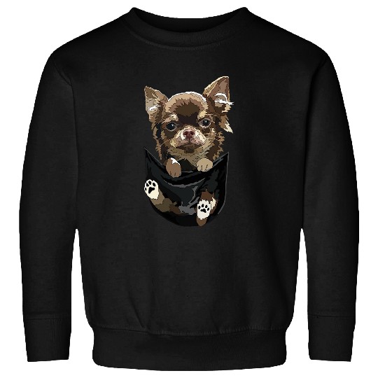 Chihuahua In Pocket Chihuahua Puppy Long Haired Dog Lover Sweatshirts