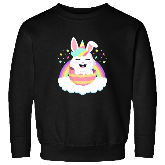 Kids Easter Bunny Face Unicorns Bunnicorn Rabbit Toddler Girls Sweatshirts