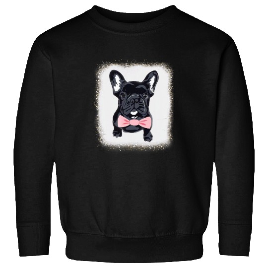 French Bulldog Dog Dad Mom Boy Girl Leopard Bleached Sweatshirts