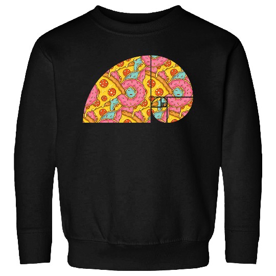 Fibonacci Spiral Pizza and Donuts Funny Fast Food Math Lover Sweatshirts