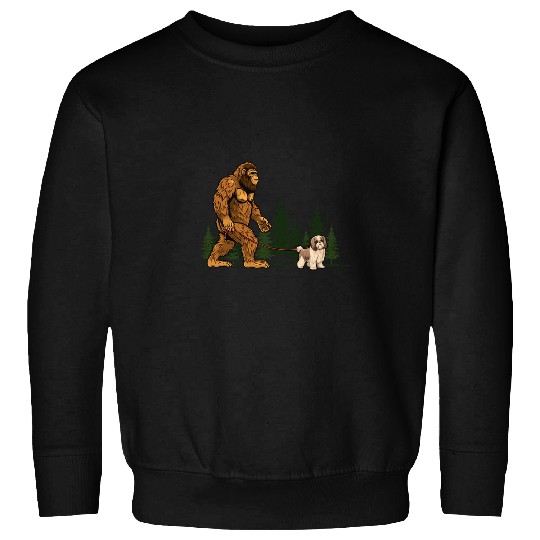 Funny Shih Tzu bigfoots Dog Walking Dog Mom Dad Kids 1 Sweatshirts